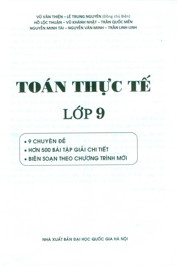 TOÁN THỰC TẾ LỚP 9 (Biên soạn theo Chương trình GDPT mới)